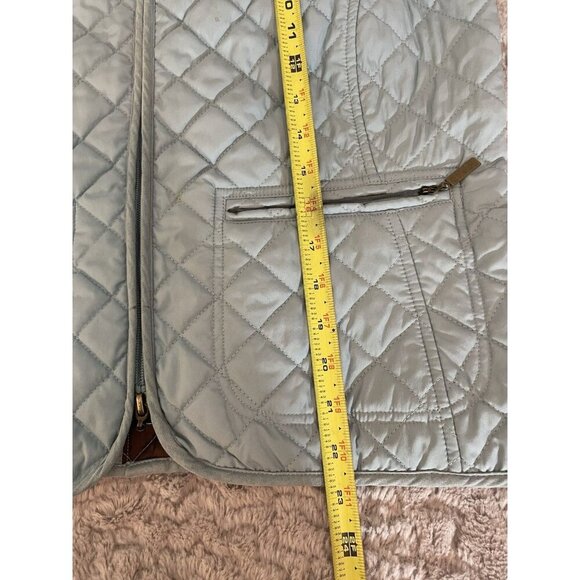 Van Heusen Women's Quilted Vest Medium Light Blue Zip Front Pockets Lined - Picture 9 of 9